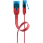 Cabo patch plano Goobay CAT 6A U/UTP vermelho 0,5 m