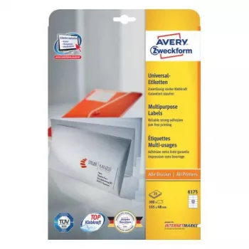 Etiquetas retangulares autoadesivas Avery Zweckform 6175 — permanente branco, 300 unid.