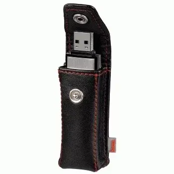 Estojo para pen drive Hama „Fashion“, preto, estojo para pen drive, pele sintética, preto, vermelho