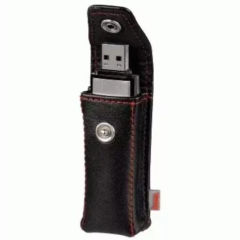 Estojo para pen drive Hama „Fashion“, preto, estojo para pen drive, pele sintética, preto, vermelho
