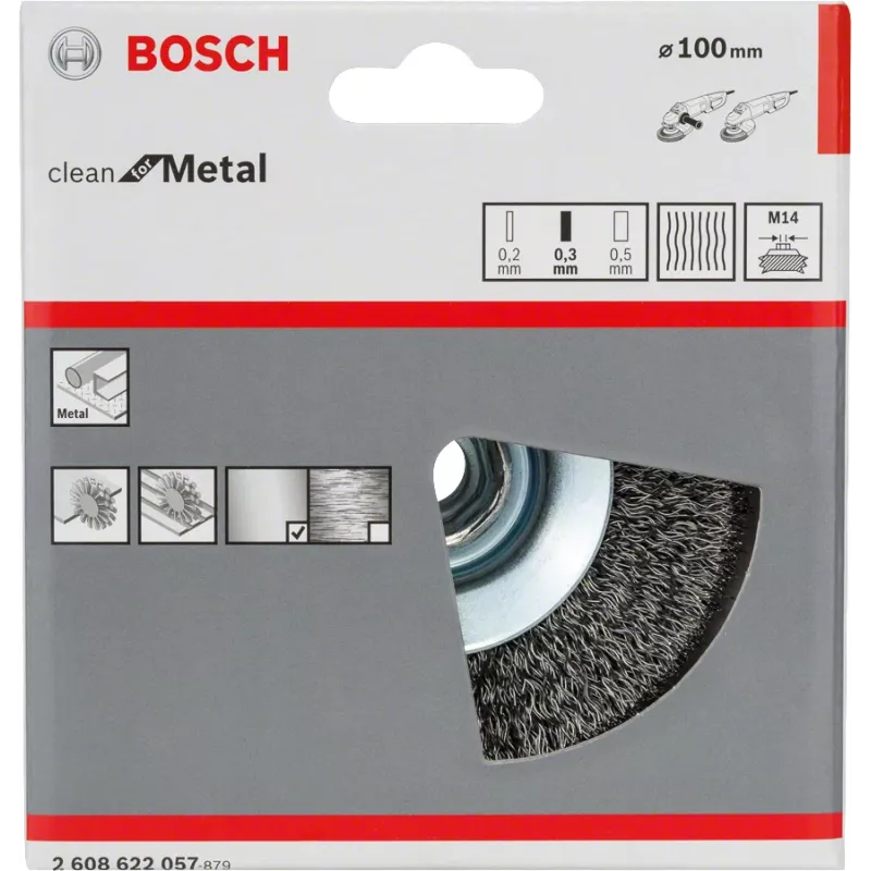Escova de polir Bosch Clean for Metal Tapered Brushes Crimped Wire