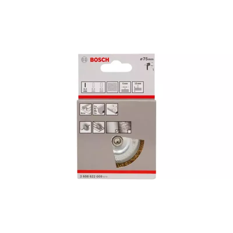 Bosch 2608622009 escova de disco, Ø 75 mm, arame de aço latonado