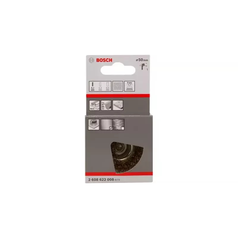 Escova de tacho com fio ondulado, revestida a latão, Bosch 2608622008, diâmetro 5 cm