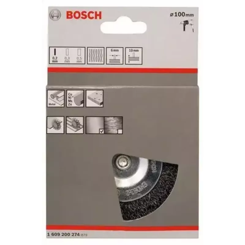 Escova de aço Bosch 1 609 200 274 10 cm diâmetro da haste 6 mm