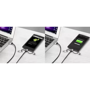 Cabo USB Renkforce RF-4600467 0,5m USB A USB C/Micro-USB B/Lightning cinzento