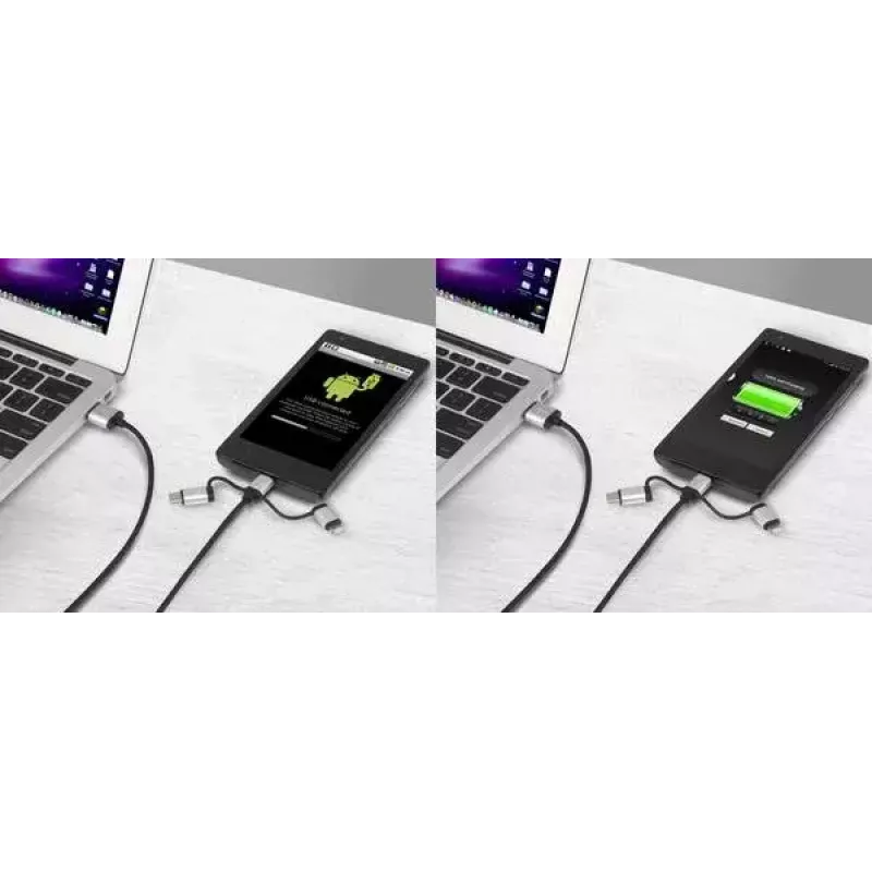 Cabo USB Renkforce RF-4600467 0,5m USB A USB C/Micro-USB B/Lightning cinzento