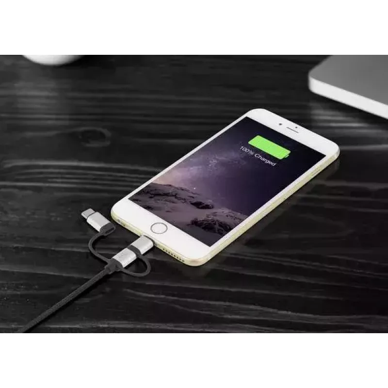 Cabo USB Renkforce RF-4600467 0,5m USB A USB C/Micro-USB B/Lightning cinzento