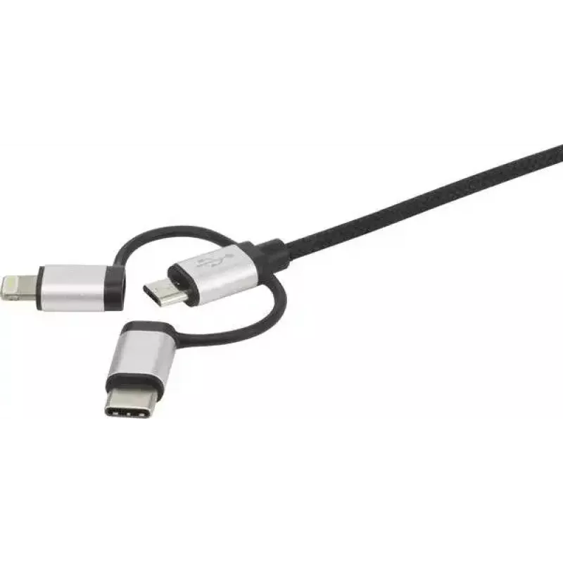 Cabo USB Renkforce RF-4600467 0,5m USB A USB C/Micro-USB B/Lightning cinzento