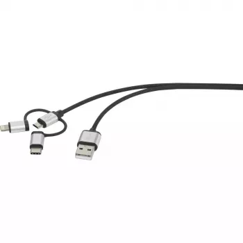 Cabo USB Renkforce RF-4600467 0,5m USB A USB C/Micro-USB B/Lightning cinzento