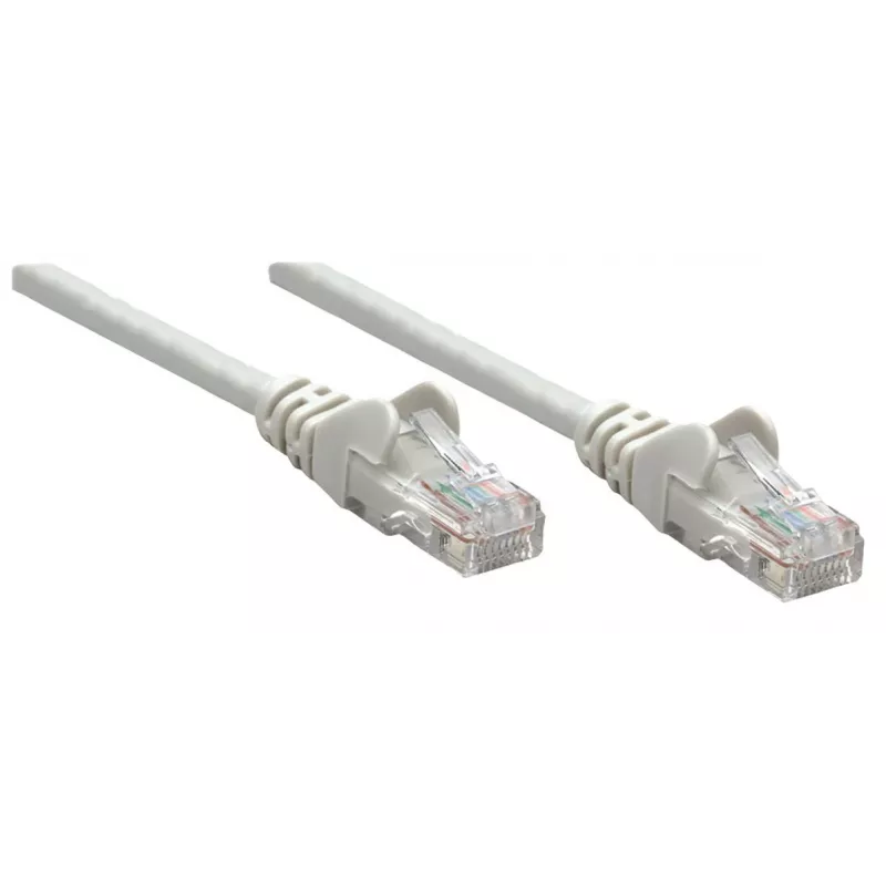 Cabo de rede patch Intellinet, Cat6, 0,25 m, cinzento, cobre, U/UTP, PVC, RJ45, contactos banhados a ouro, proteção contra dobras, bainha de proteção contra dobras, garantia vitalícia