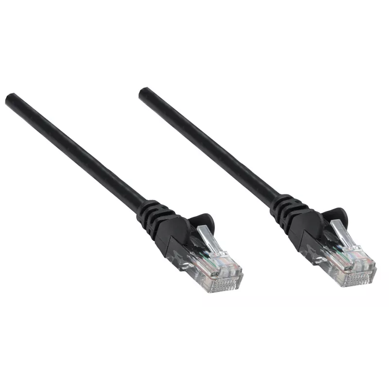 Cabo de rede patch Intellinet, Cat6, 1 m, preto, cobre, U/UTP, PVC, RJ45, contactos banhados a ouro, proteção contra dobras sem patilha, proteção da bainha, garantia vitalícia