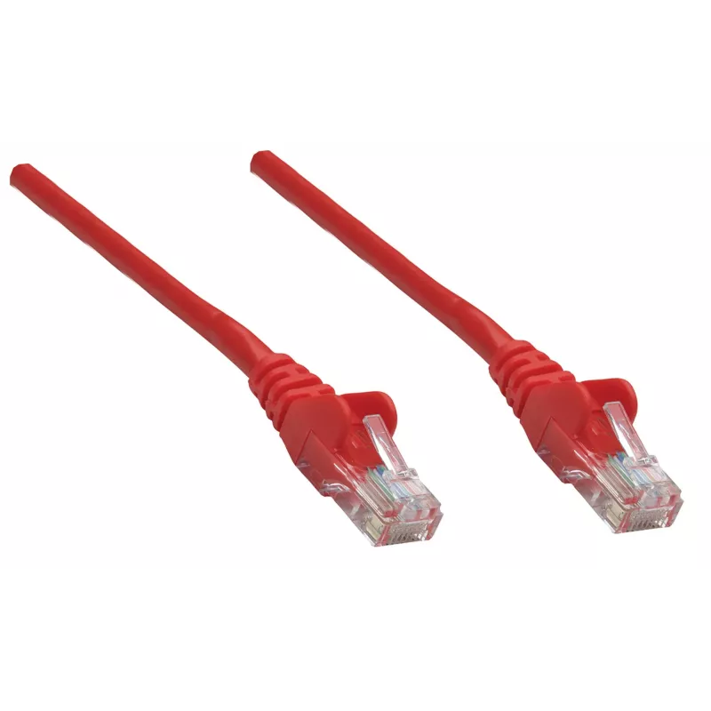 Cabo de rede patch Intellinet, Cat6, 10 m, vermelho, cobre, U/UTP, PVC, RJ45, contactos banhados a ouro, proteção da patilha, proteção contra dobras, garantia vitalícia