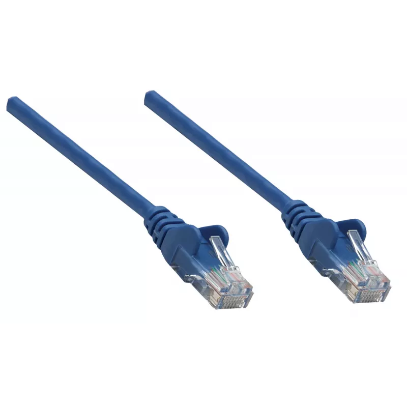Cabo de rede patch Intellinet, Cat6, 7,5 m, azul, cobre, U/UTP, PVC, RJ45, contactos banhados a ouro, patilha protegida, bainha moldada, garantia vitalícia
