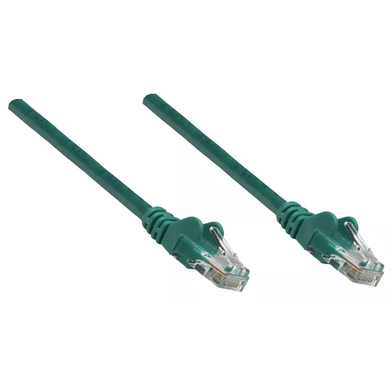 Cabo de rede patch Intellinet, Cat6, 0,25 m, verde, cobre, U/UTP, PVC, RJ45, contactos banhados a ouro, proteção da patilha, alívio de tensão, garantia vitalícia