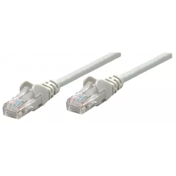 Cabo de rede patch Intellinet, Cat6, 0,25 m, cinzento, CCA, U/UTP, PVC, RJ45, contactos banhados a ouro, sem patilha, bainha de proteção contra dobras, garantia vitalícia