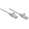 Cabo de rede patch Intellinet, Cat6, 0,25 m, cinzento, CCA, U/UTP, PVC, RJ45, contactos banhados a ouro, sem patilha, bainha de proteção contra dobras, garantia vitalícia