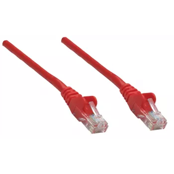 Cabo de rede patch Intellinet, Cat6, 0,25 m, vermelho, CCA, U/UTP, PVC, RJ45, contactos banhados a ouro, sem patilha, com bainha de proteção contra dobras, garantia vitalícia
