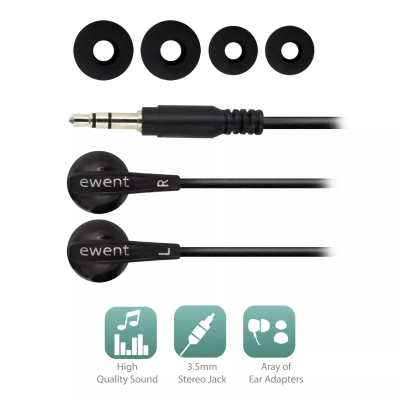 Ewent EW3584 Auscultadores/headset com fios In-ear Música preto