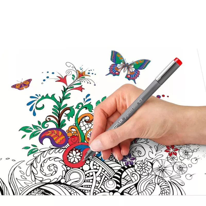 Caneta fineliner Staedtler Pigment Liner 30803-SSB6 Azul Castanho Verde Laranja Vermelho Violeta