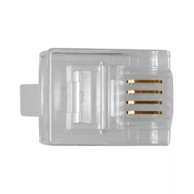 Ficha modular ACT RJ11 (6P/4C) para cabo redondo com condutores flexíveis