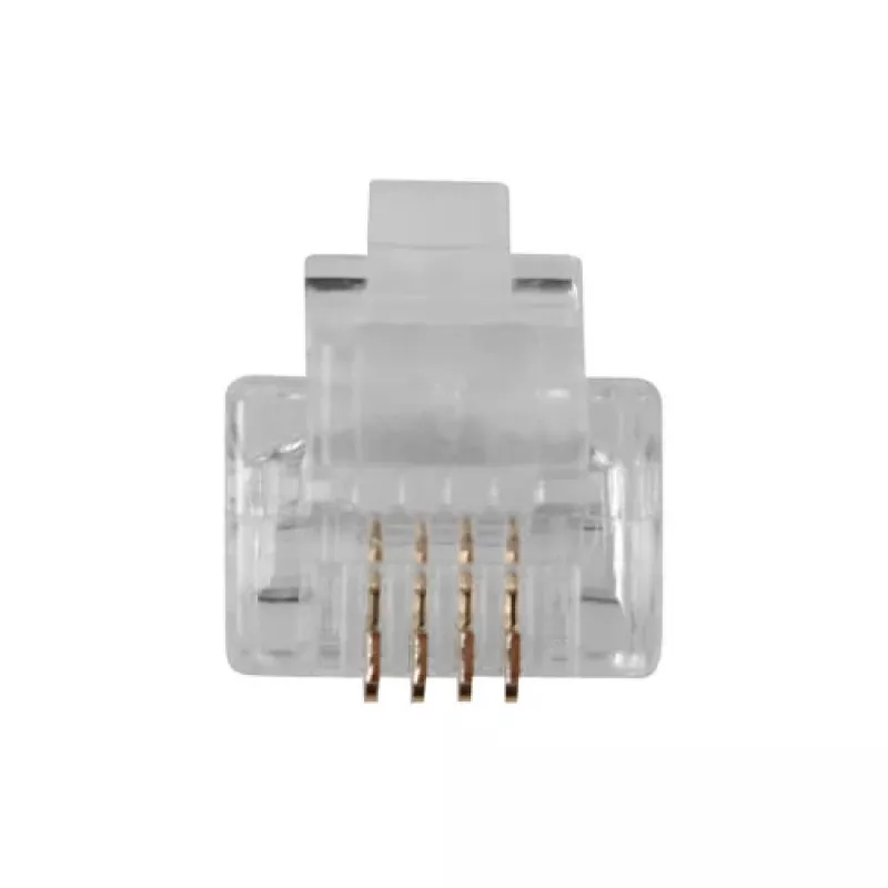 Ficha modular ACT RJ11 (6P/4C) para cabo redondo com condutores flexíveis