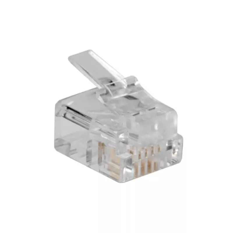 Ficha modular ACT RJ11 (6P/4C) para cabo redondo com condutores flexíveis