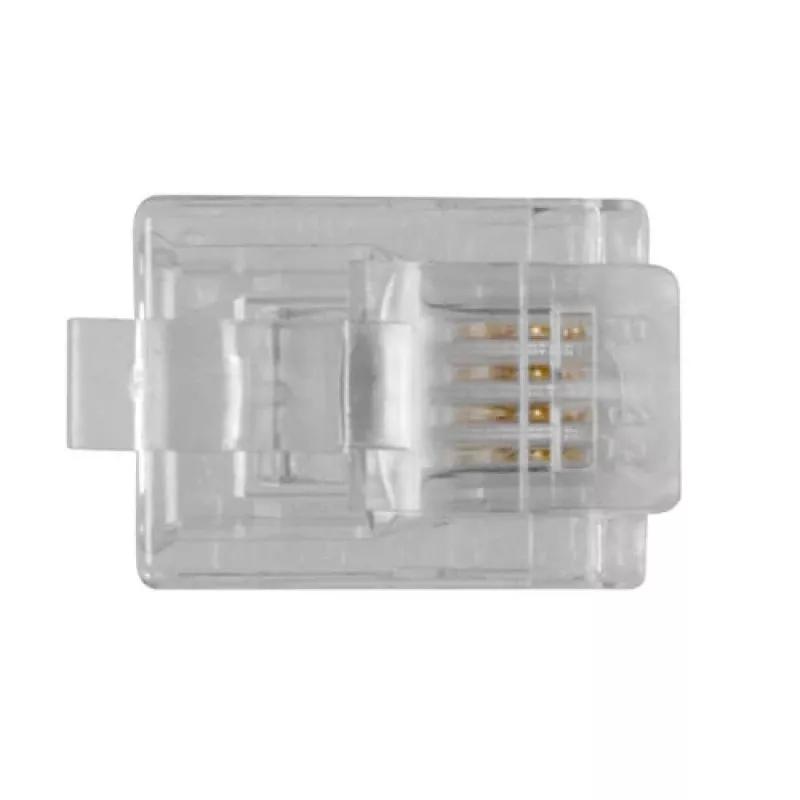 Ficha modular ACT RJ11 (6P/4C) para cabo redondo com condutores flexíveis