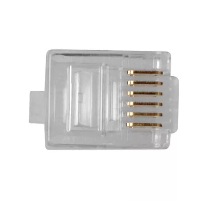 Conector modular Intronics RJ-12 M TD106M ACT cabo redondo condutor maciço em saco 25 unid.