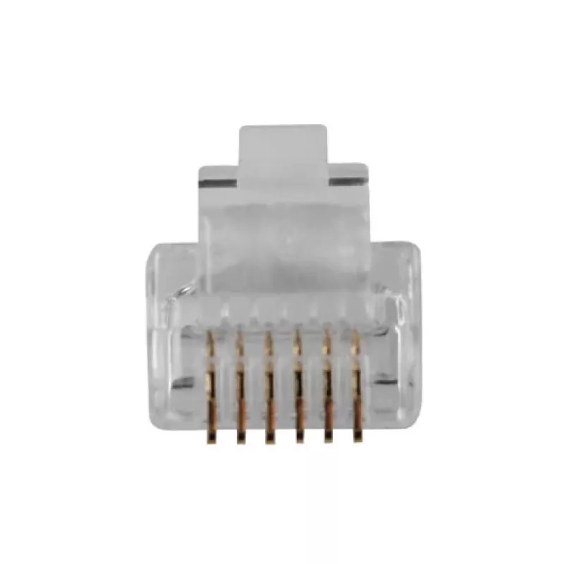 Conector modular Intronics RJ-12 M TD106M ACT cabo redondo condutor maciço em saco 25 unid.