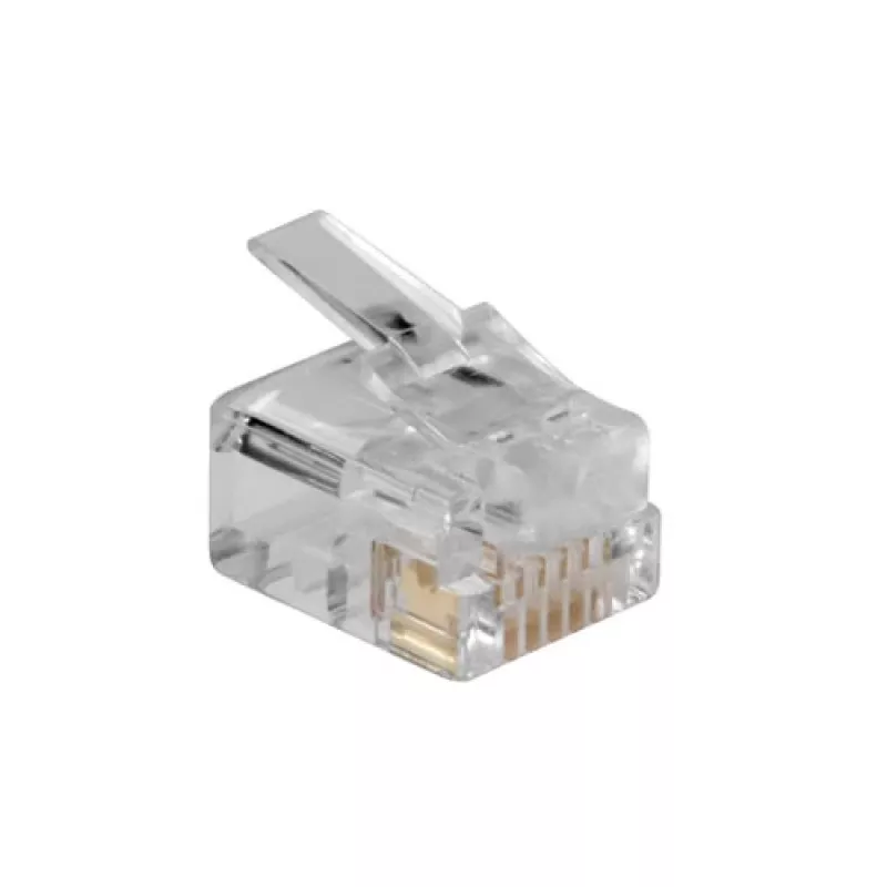 Conector modular Intronics RJ-12 M TD106M ACT cabo redondo condutor maciço em saco 25 unid.