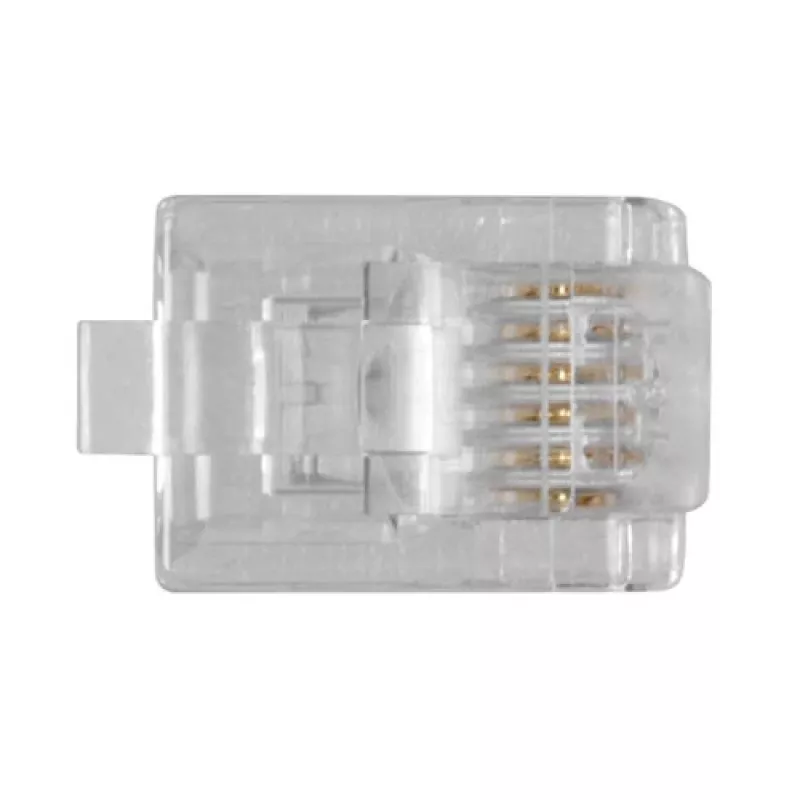 Conector modular Intronics RJ-12 M TD106M ACT cabo redondo condutor maciço em saco 25 unid.