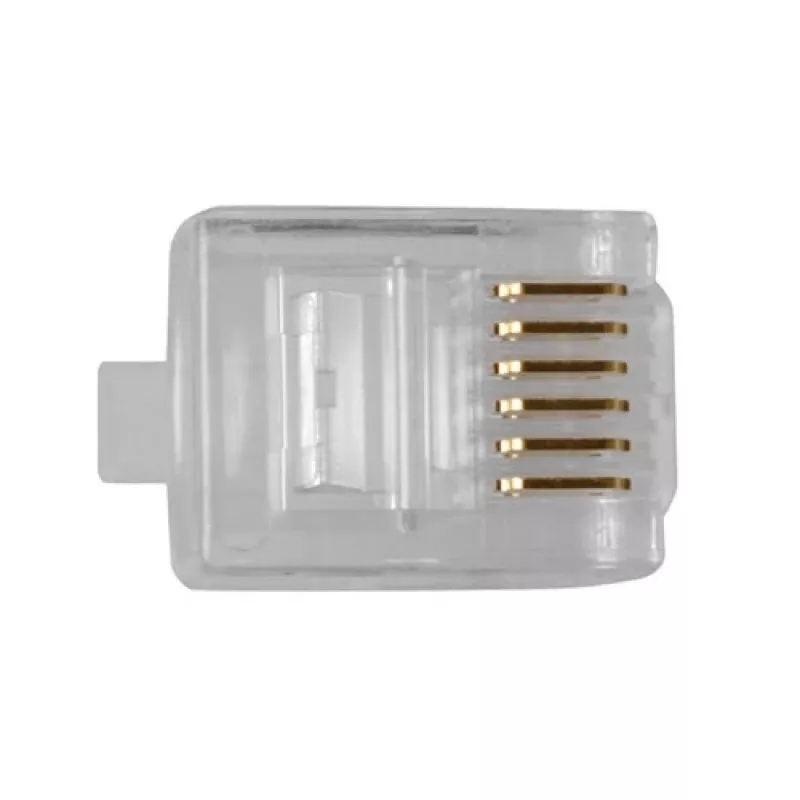 Conector modular ACT RJ12 (6P/6C) para cabo redondo com condutores flexíveis