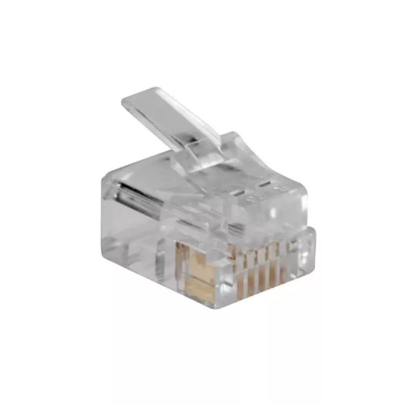 Conector modular ACT RJ12 (6P/6C) para cabo redondo com condutores flexíveis
