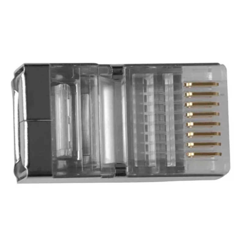 Conector modular blindado ACT RJ45 (8P/8C) para cabo redondo com condutores flexíveis