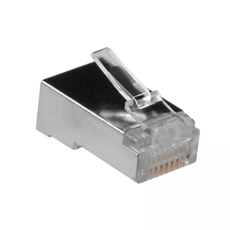 Conector modular blindado ACT RJ45 (8P/8C) para cabo redondo com condutores flexíveis
