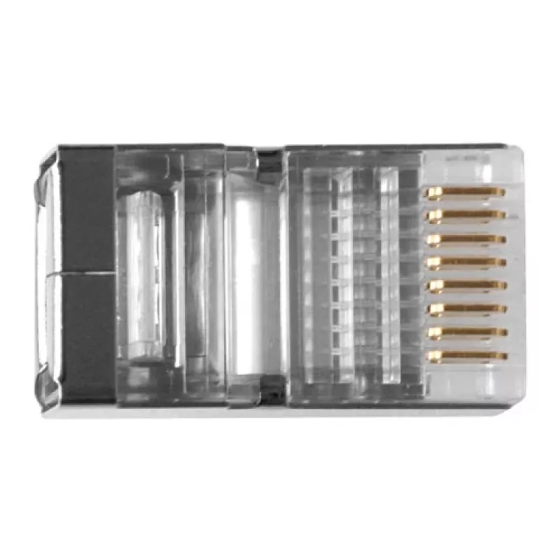 Conector modular blindado ACT RJ45 (8P/8C) para cabo redondo com condutores maciços
