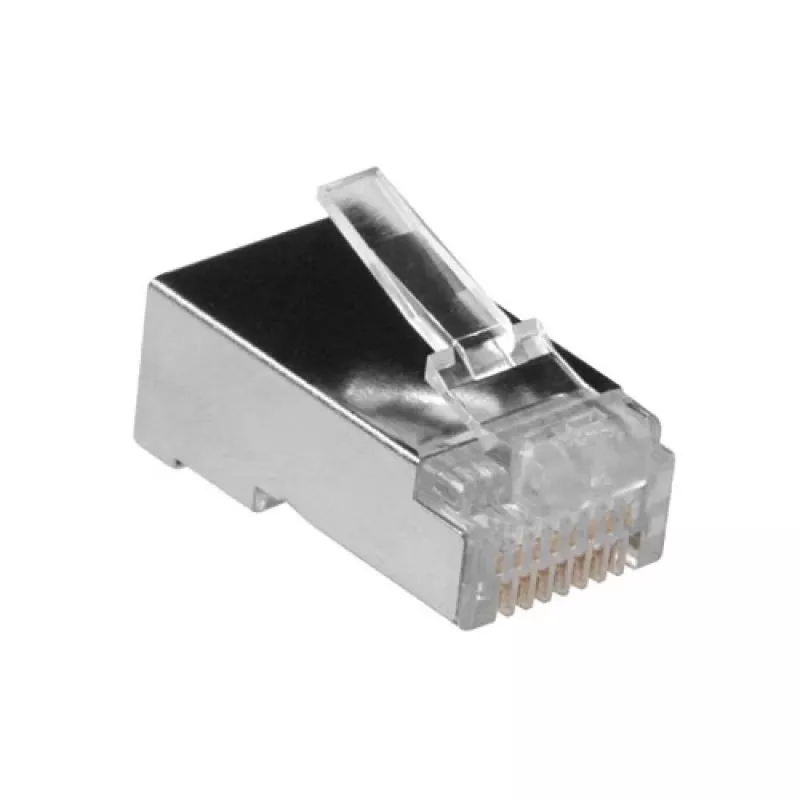 Conector modular blindado ACT RJ45 (8P/8C) para cabo redondo com condutores maciços