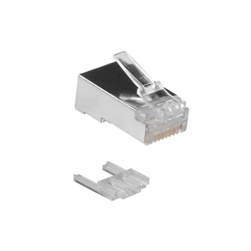 Conector modular blindado ACT RJ45 (8P/8C) CAT6 para cabo redondo com condutores maciços ou flexíveis