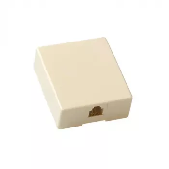 Caixa de parede modular ACT para telefone individual RJ-12, RJ-12, bege, plástico ABS, 40 mm, 50 mm, 1,2 mm