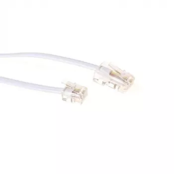 Cabo telefónico plano ACT branco de 2 metros com fichas RJ11 e RJ45