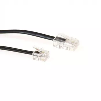 Cabo telefónico plano ACT preto de 5 metros com fichas RJ11 e RJ45
