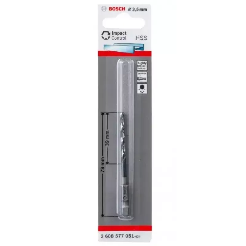 Bosch 2608577051 Broca helicoidal para metal 3,5 mm, comprimento total 79 mm