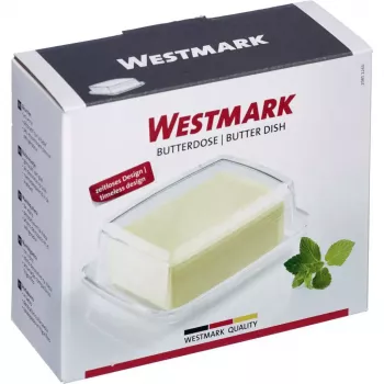 Manteigueira Westmark 20852260, vidro retangular, 143×118×55 mm, transparente