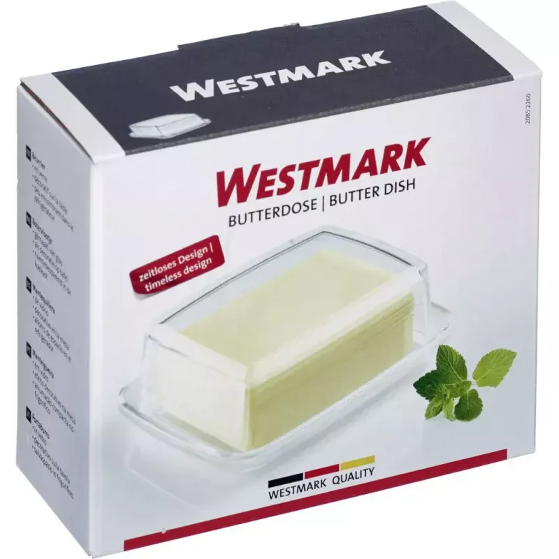 Manteigueira Westmark 20852260, vidro retangular, 143×118×55 mm, transparente