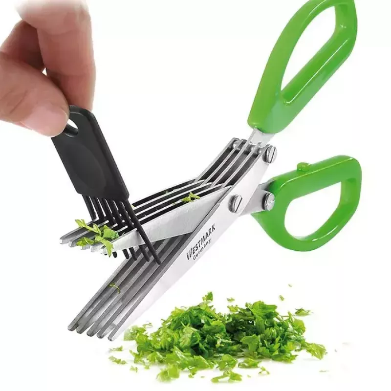 Tesoura de cozinha Westmark Kräuter‑Fee 200 mm – lâminas de aço inoxidável, cabo verde, para ervas