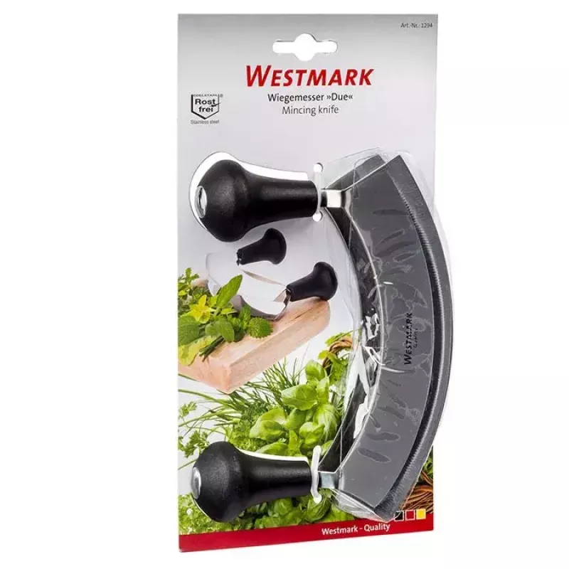 Westmark Due 12942270 faca de balanço mezzaluna, preto/prateado