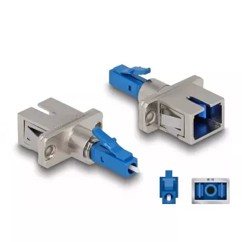 Acoplador híbrido de fibra ótica DeLOCK LC simplex macho para SC simplex fêmea azul