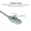 Cabo de patch slimline para data center ACT cinzento 10 metros LSZH U/UTP CAT6 com alívio de tensão e fichas RJ45