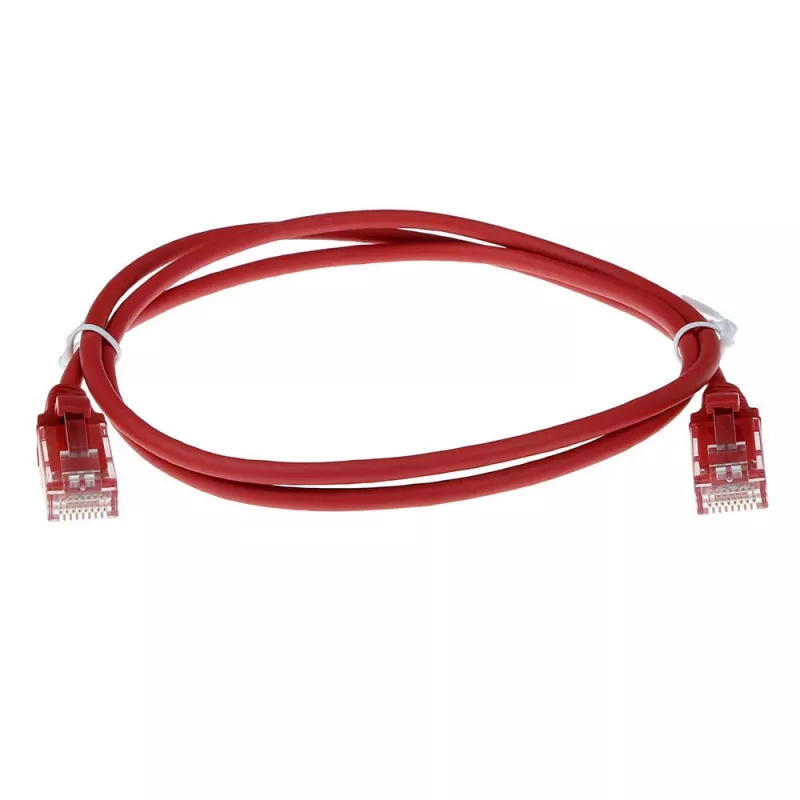 Cabo de patch slimline para data center ACT vermelho 7 metros LSZH U/UTP CAT6 com fichas RJ45