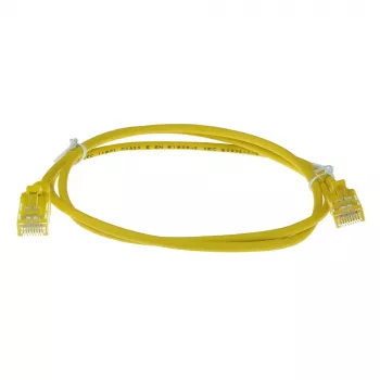 Cabo de patch slimline para data center ACT amarelo 7 metros LSZH U/UTP CAT6 com proteção do encaixe e fichas RJ45